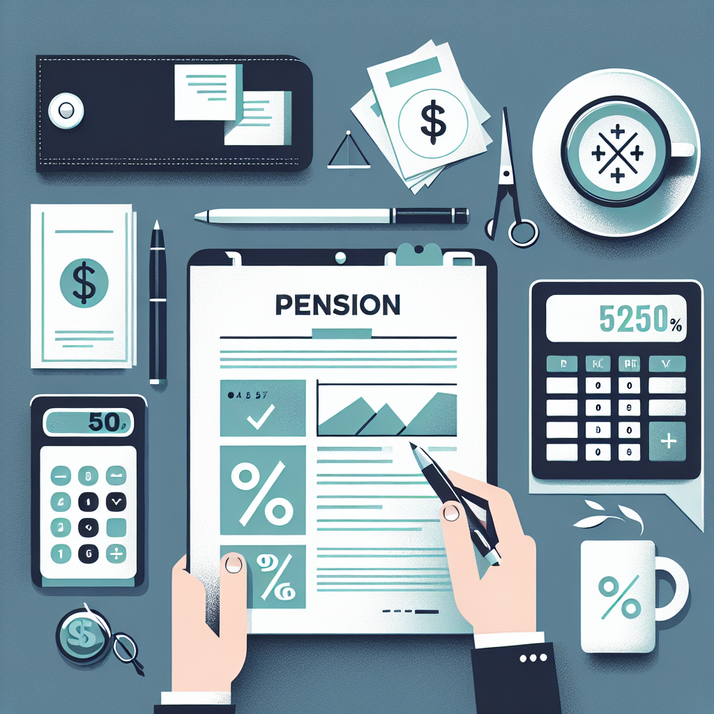 טבלת השוואה פיננסית, דף עם הכיתוב 'פנסיה', מחשבון וסימני אחוזים, המדגישים חיסכון על דמי ניהול פנסיה