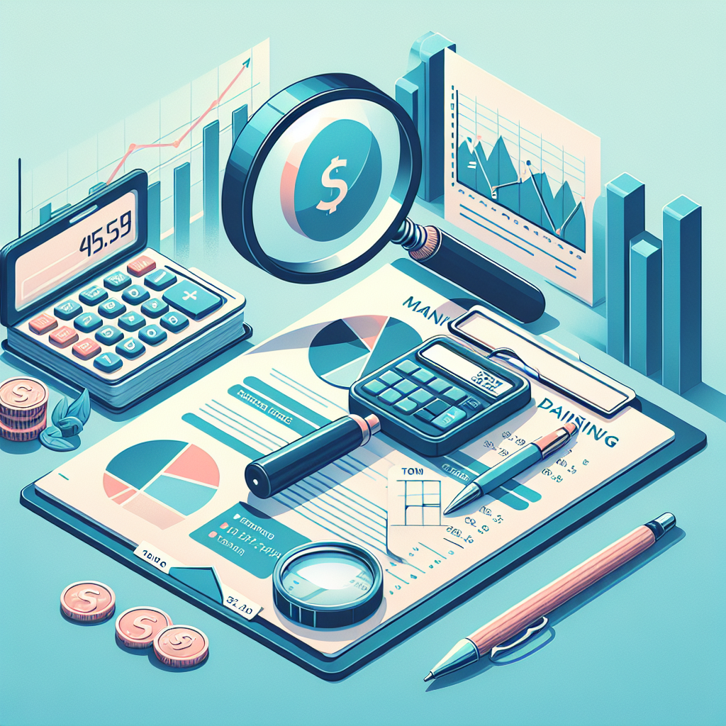 מחשבון, מסמכים פיננסיים וזכוכית מגדלת על שולחן מואר עם גרף חיסכון כספי ברקע, הממחישים השוואה של דמי ניהול בקרן השתלמות